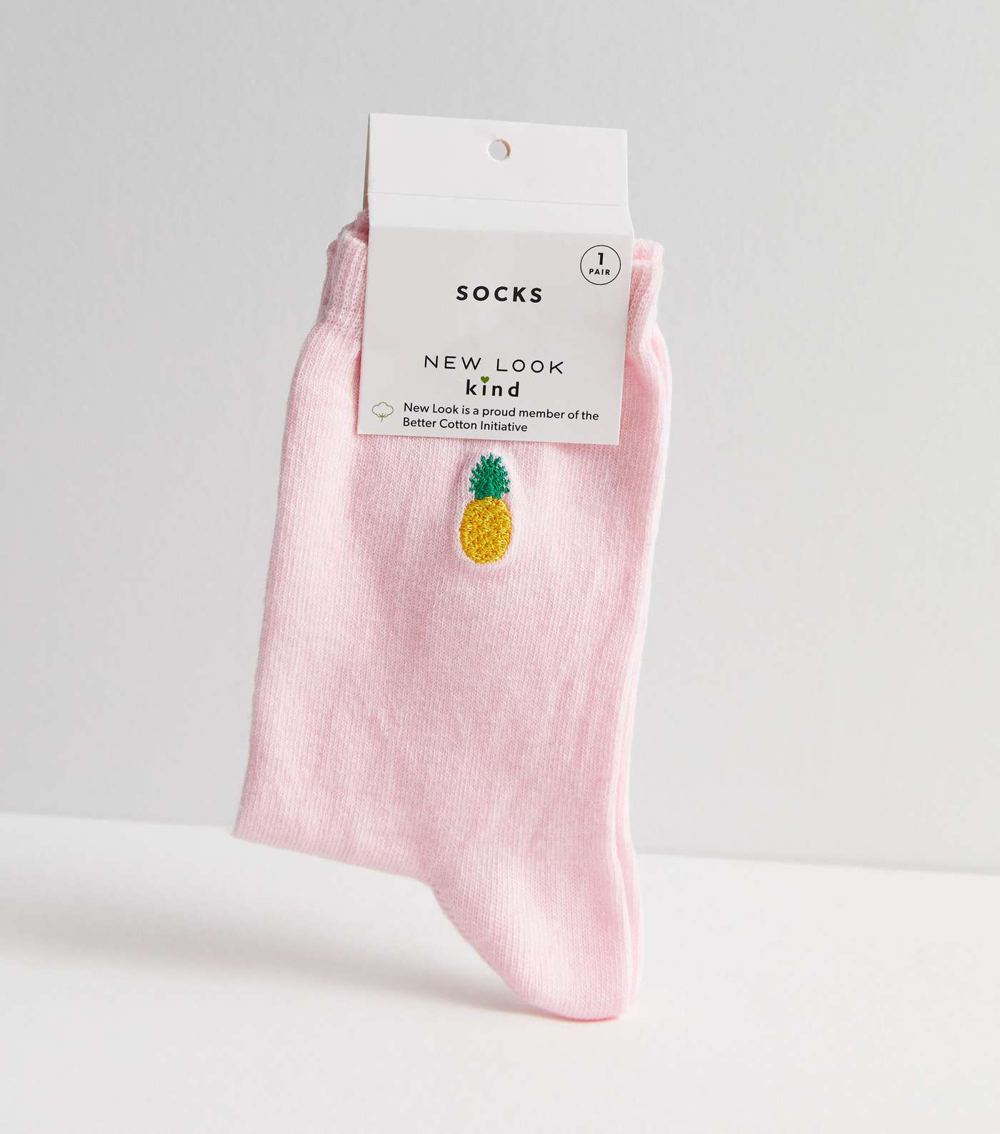 Pink Embroidered Pineapple Socks Image 3