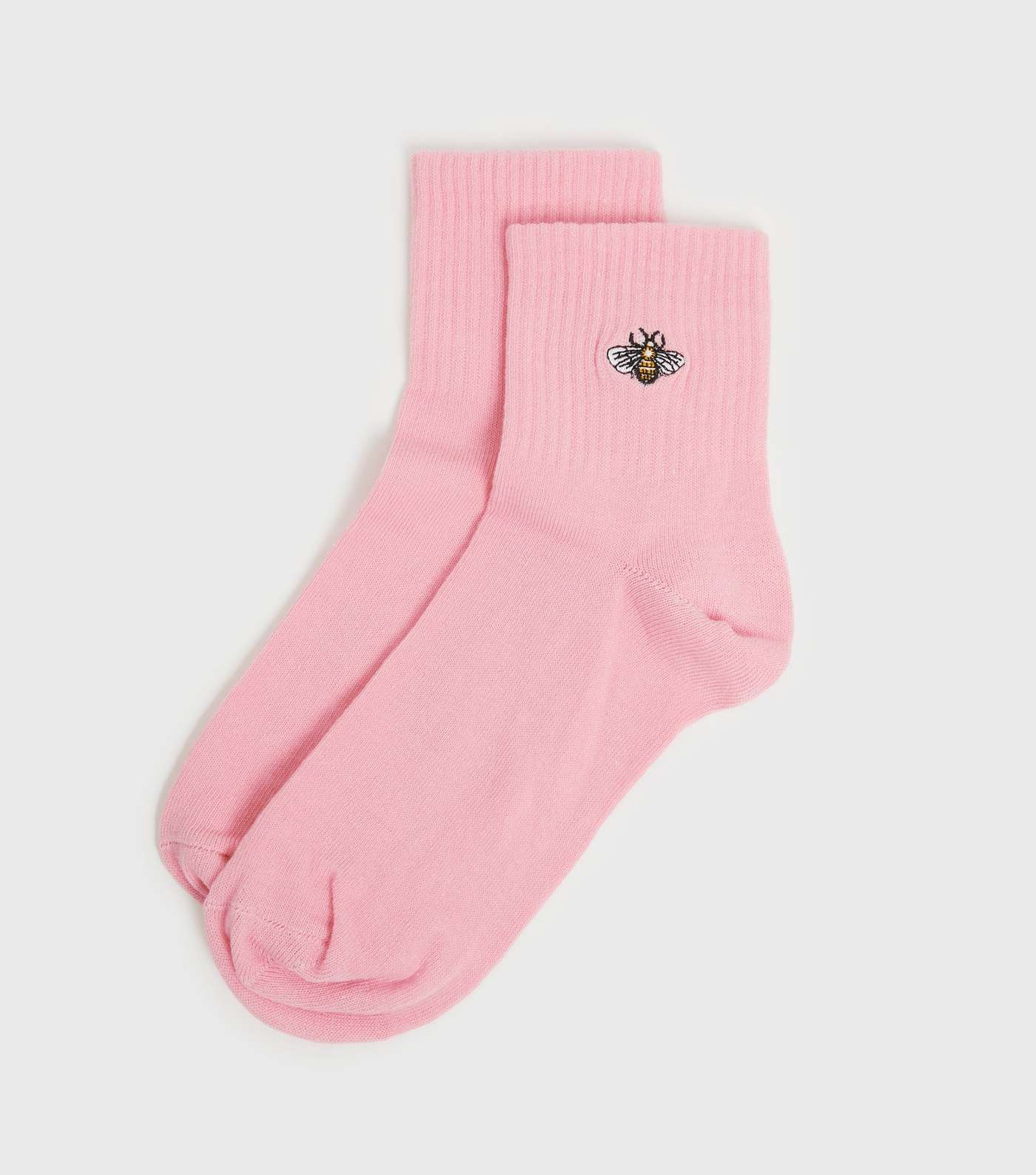 Mid Pink Bee Embroidered Socks