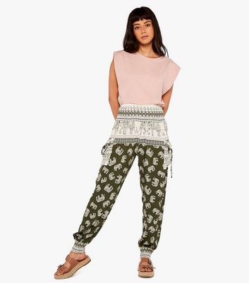 Apricot Green Elephant High Waist Joggers  New Look