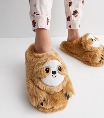 Light Brown Faux Fur Sloth Mule 