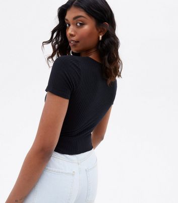 Click to view product details and reviews for Black Ruched Frill Crop T Shirt New Look.