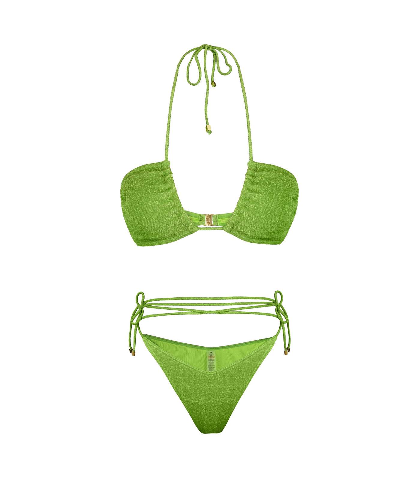 South Beach Green Metallic Multiway Bikini Top and Bottoms Image 3