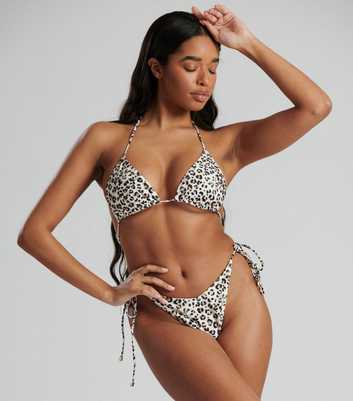South Beach White Leopard Print Triangle Bikini Set
