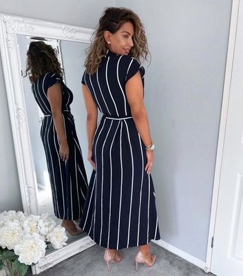 Navy white 2025 striped dress