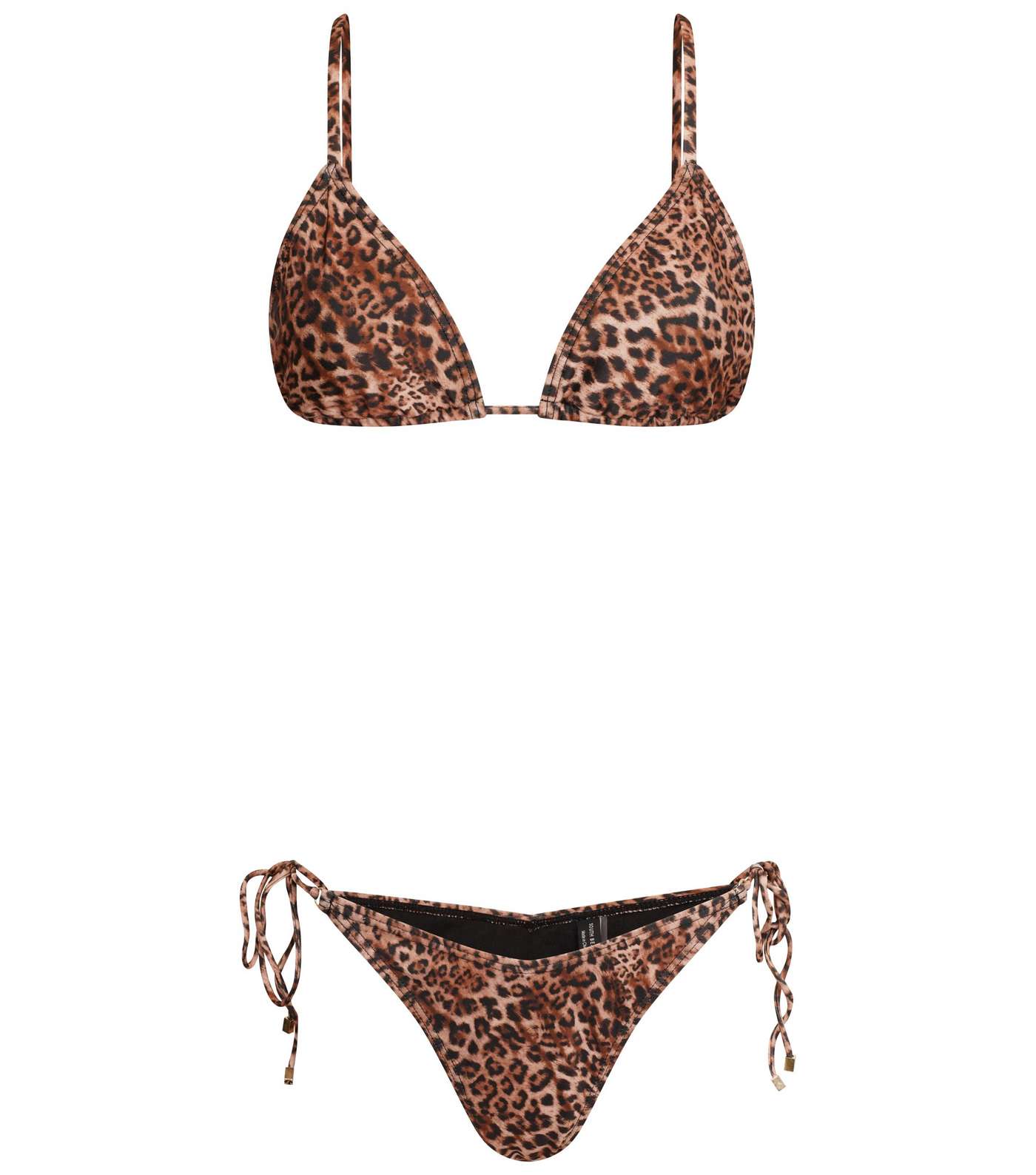 South Beach Brown Leopard Print Triangle Bikini Set Image 5
