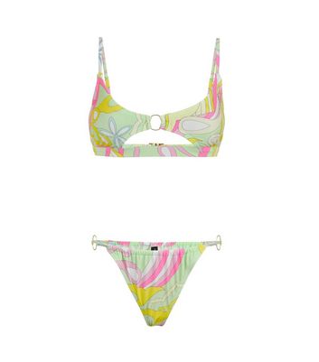 Click to view product details and reviews for South Beach Mid Pink Mosaic Cut Out Bikini Set New Look.