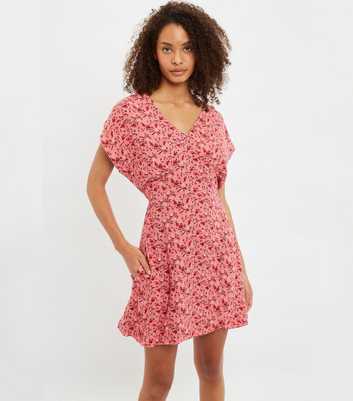 Louche Pink Floral Tie Back Mini Tea Dress