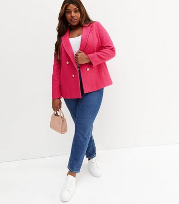 bright pink boucle coat