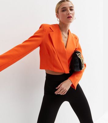 Click to view product details and reviews for Bright Orange Crop Wrap Blazer New Look.