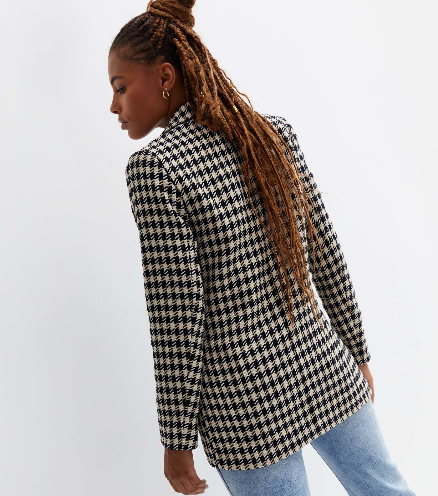 Brown Check Double Breasted Oversized Blazer Image 4