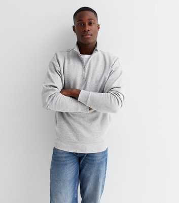 Grey Marl High Neck 1/2 Zip Sweatshirt