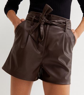 New look leather on sale shorts