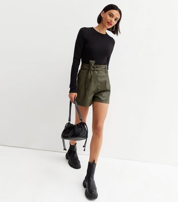 Leather shorts clearance new look