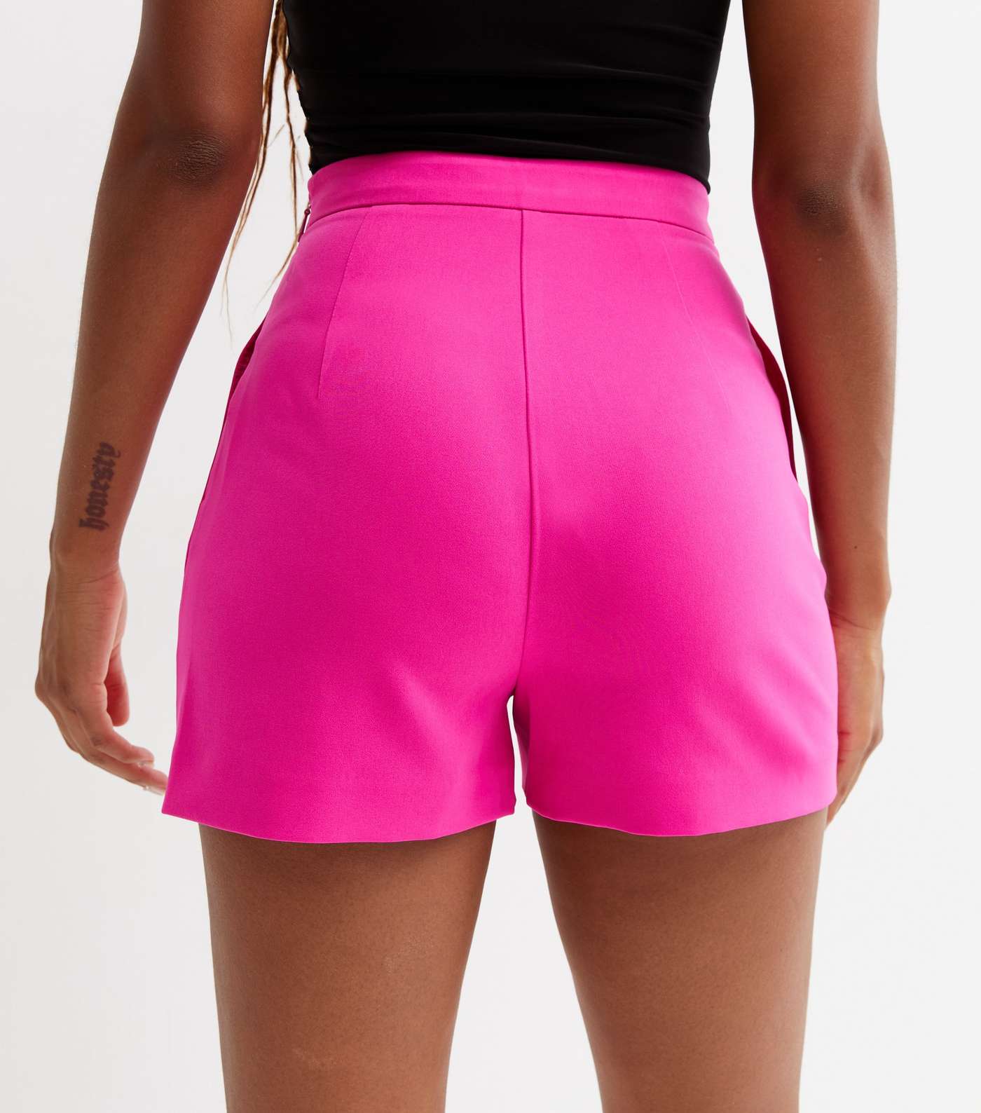 Bright Pink High Waist Tailored Shorts Image 4
