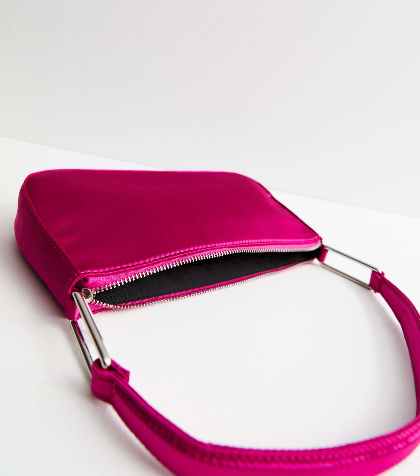 Bright Pink Satin Shoulder Bag Image 4