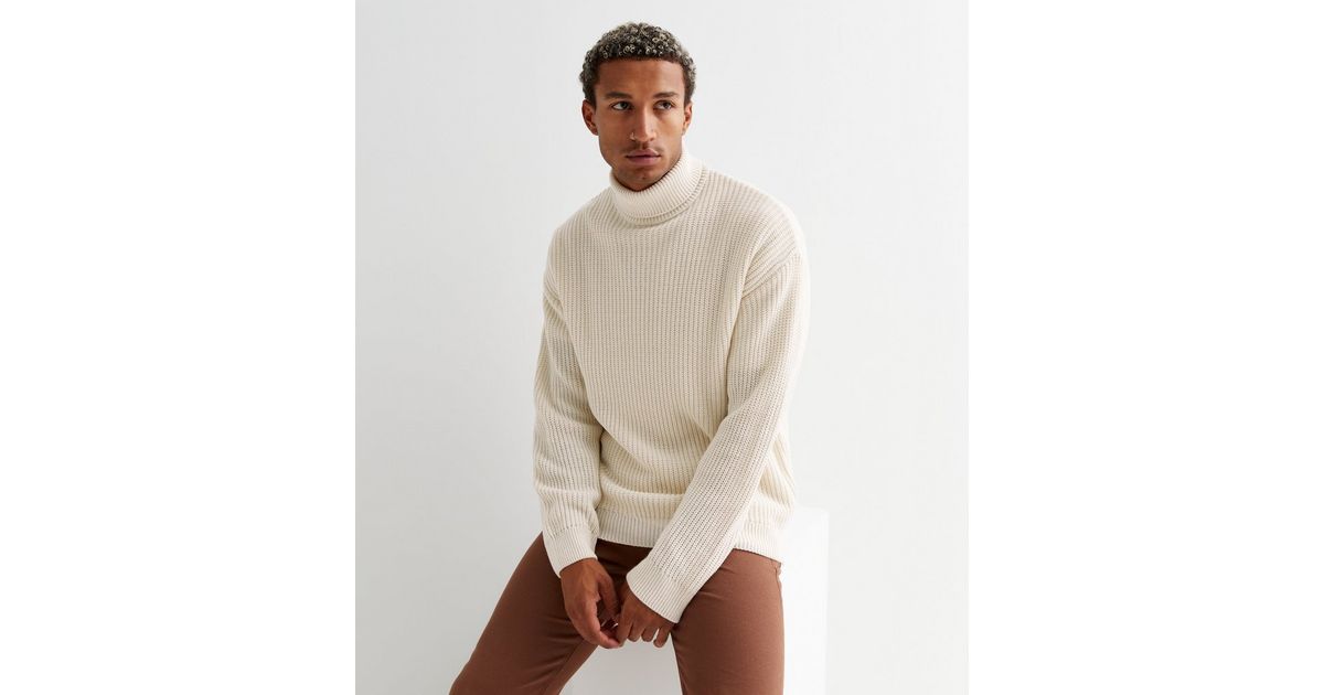 mens white roll neck