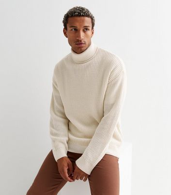 Off White Roll Neck Relaxed Fit Jumper