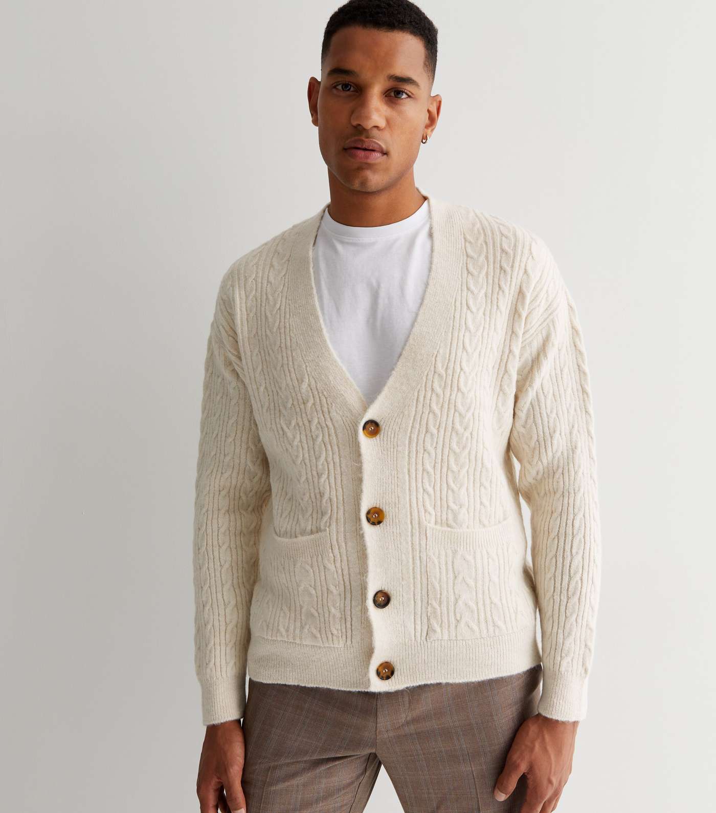 New look off white cable knit cardigan Clearance
