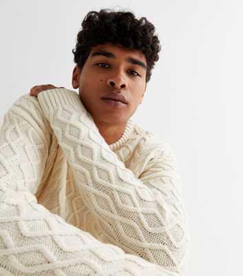 Off White Cable Knit Relaxed Fit Jumper