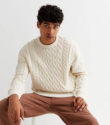 Off White Cable Knit Relaxed Fit Jumper 