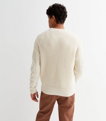 Off White Cable Knit Relaxed Fit Jumper 