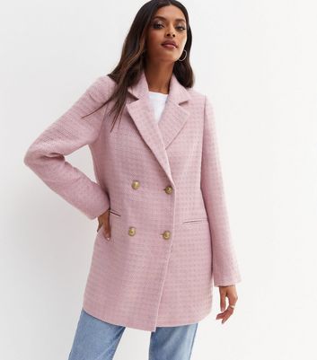 Pink double breasted clearance coat