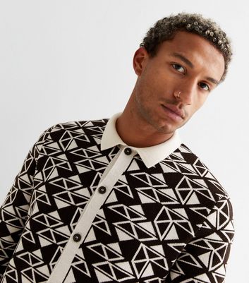 Off White Geometric Fine Knit Slim Fit 