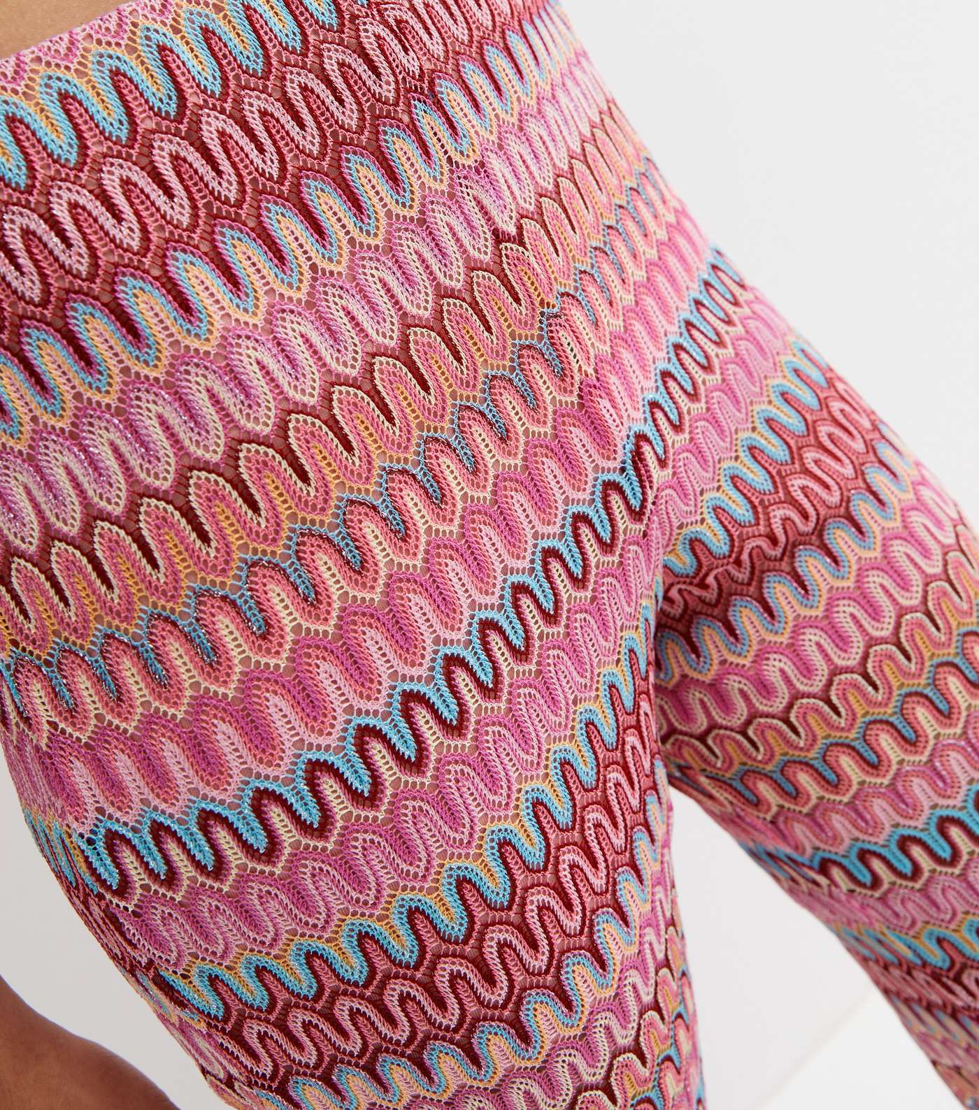 Pink Zig Zag Crochet Flared Trousers Image 3