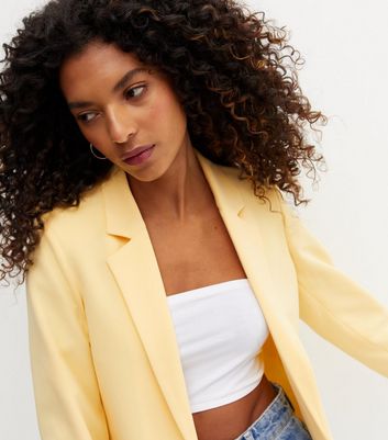 Pale Yellow Scuba Oversized Blazer 