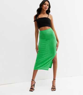 Green Split Midi Skirt