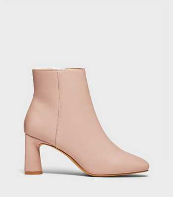London Rebel Pink Curved Block Heel Ankle Boots