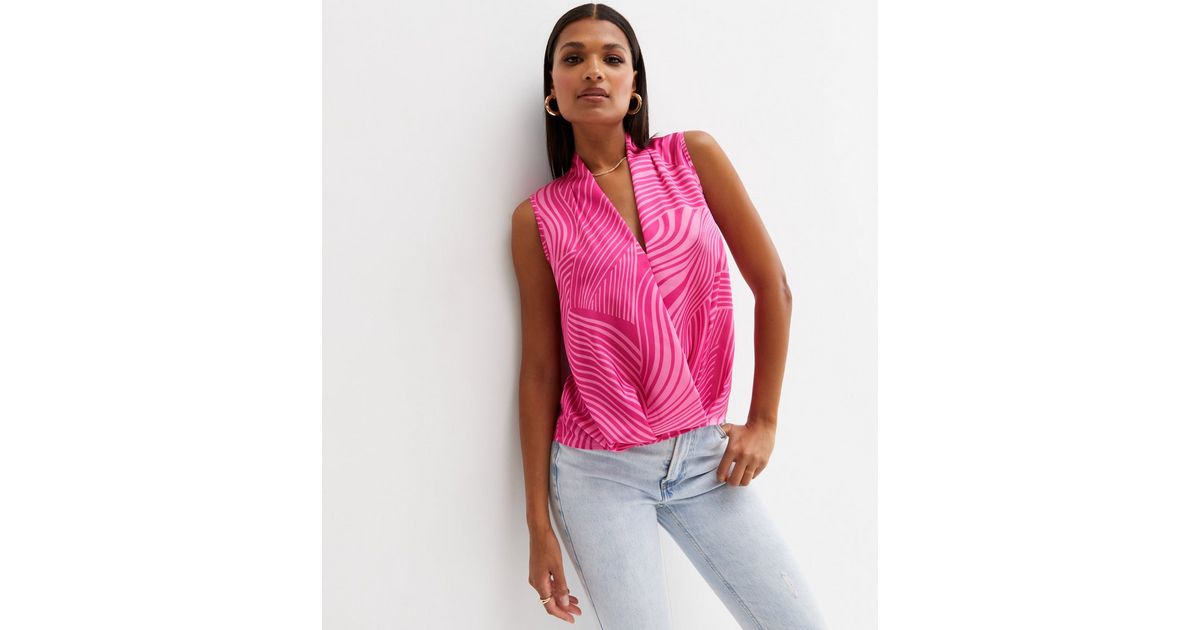 Wrap top - katoen stretch- lila pink