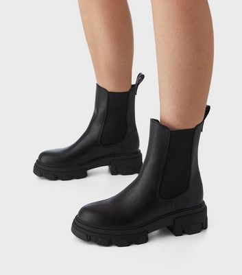 London Black Chunky Boots | New Look