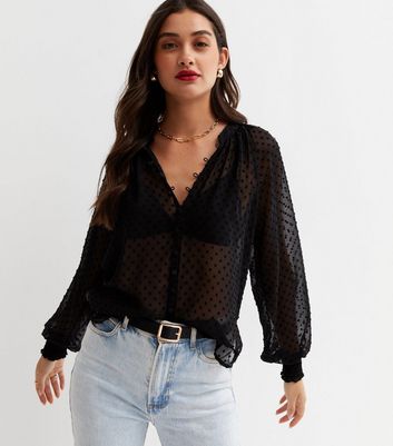 Black v sales neck chiffon top