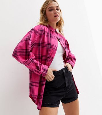 Pink plaid shirt on sale womens