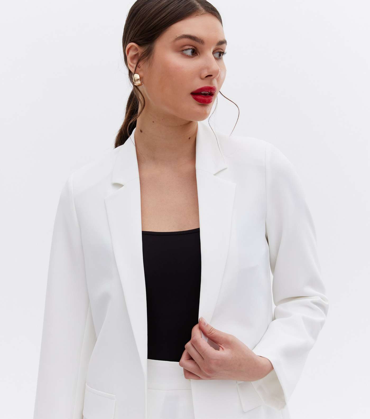 Off White Long Sleeve Relaxed Fit Blazer Image 3