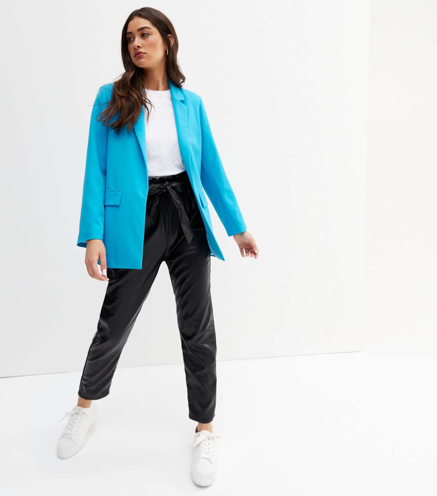 Turquoise Long Sleeve Relaxed Fit Blazer Image 2