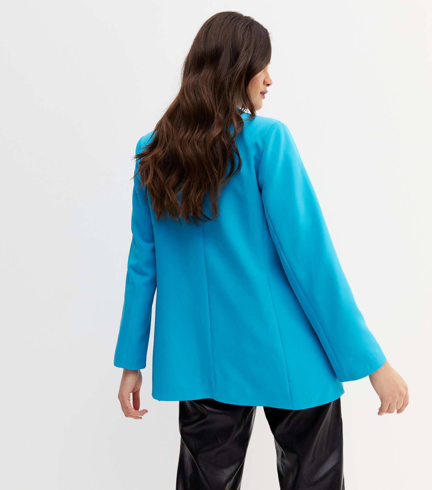 Turquoise Long Sleeve Relaxed Fit Blazer Image 4