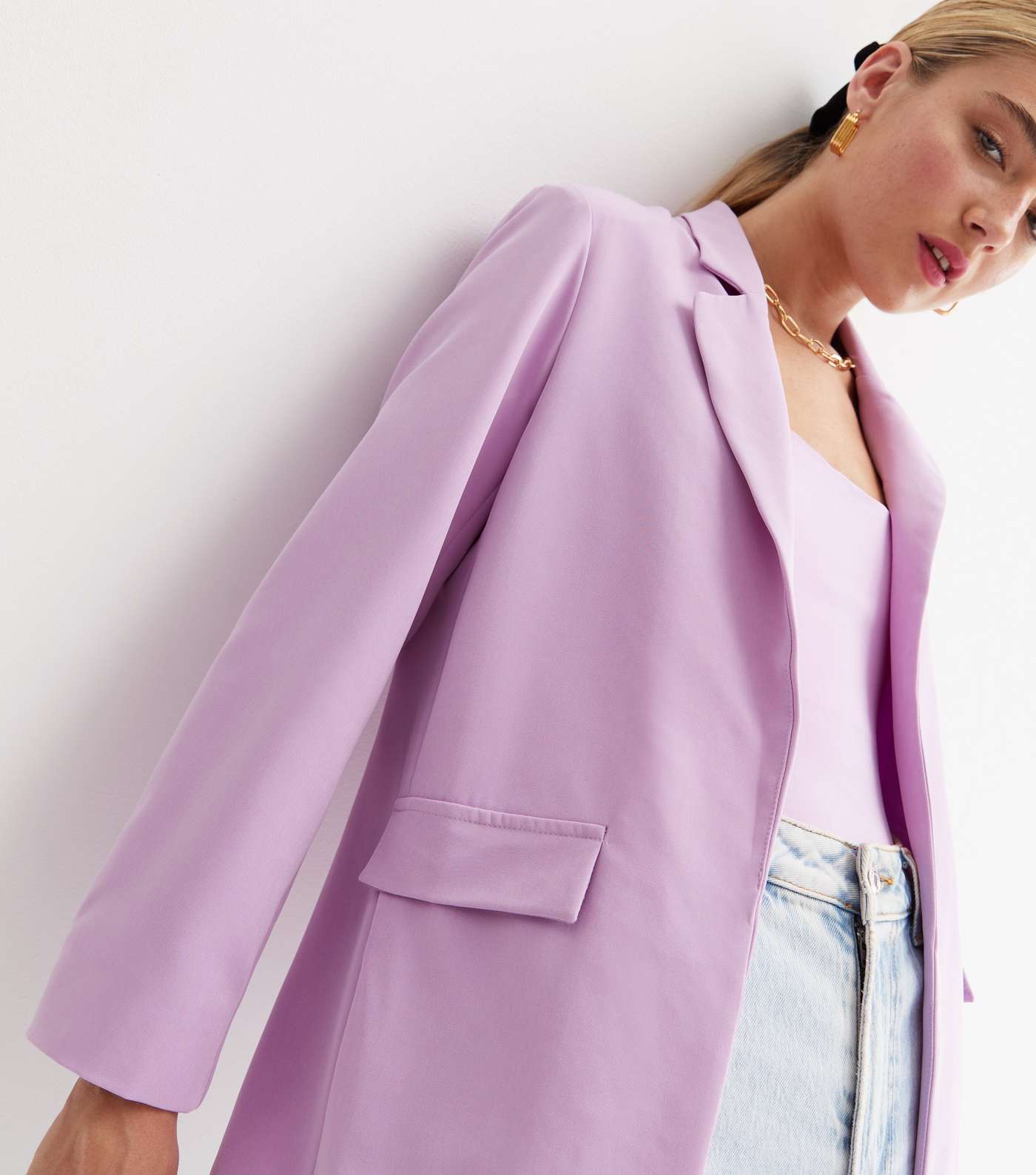 Lilac Long Sleeve Relaxed Fit Blazer