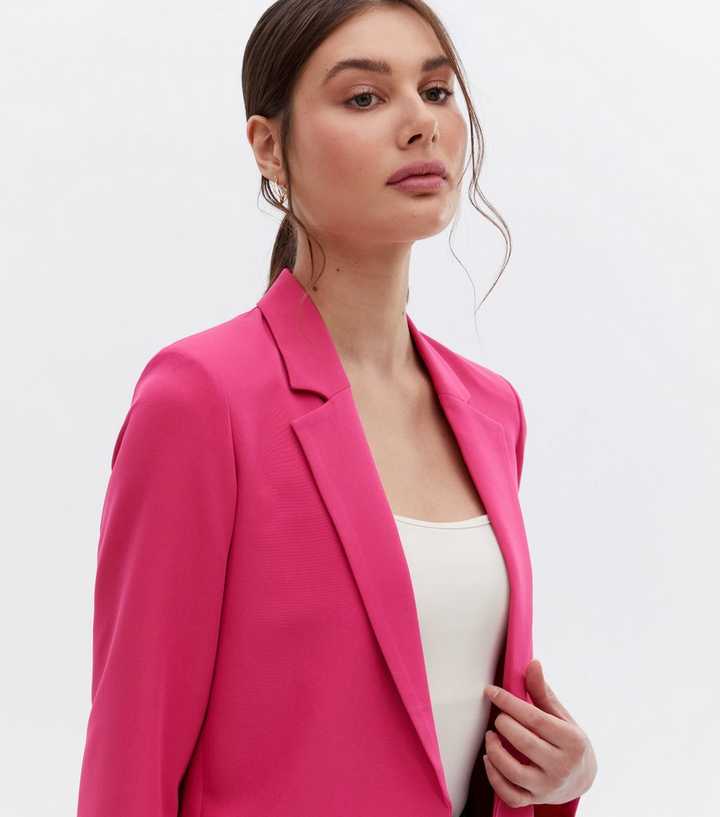 Bright Pink Long Sleeve Relaxed Fit Blazer