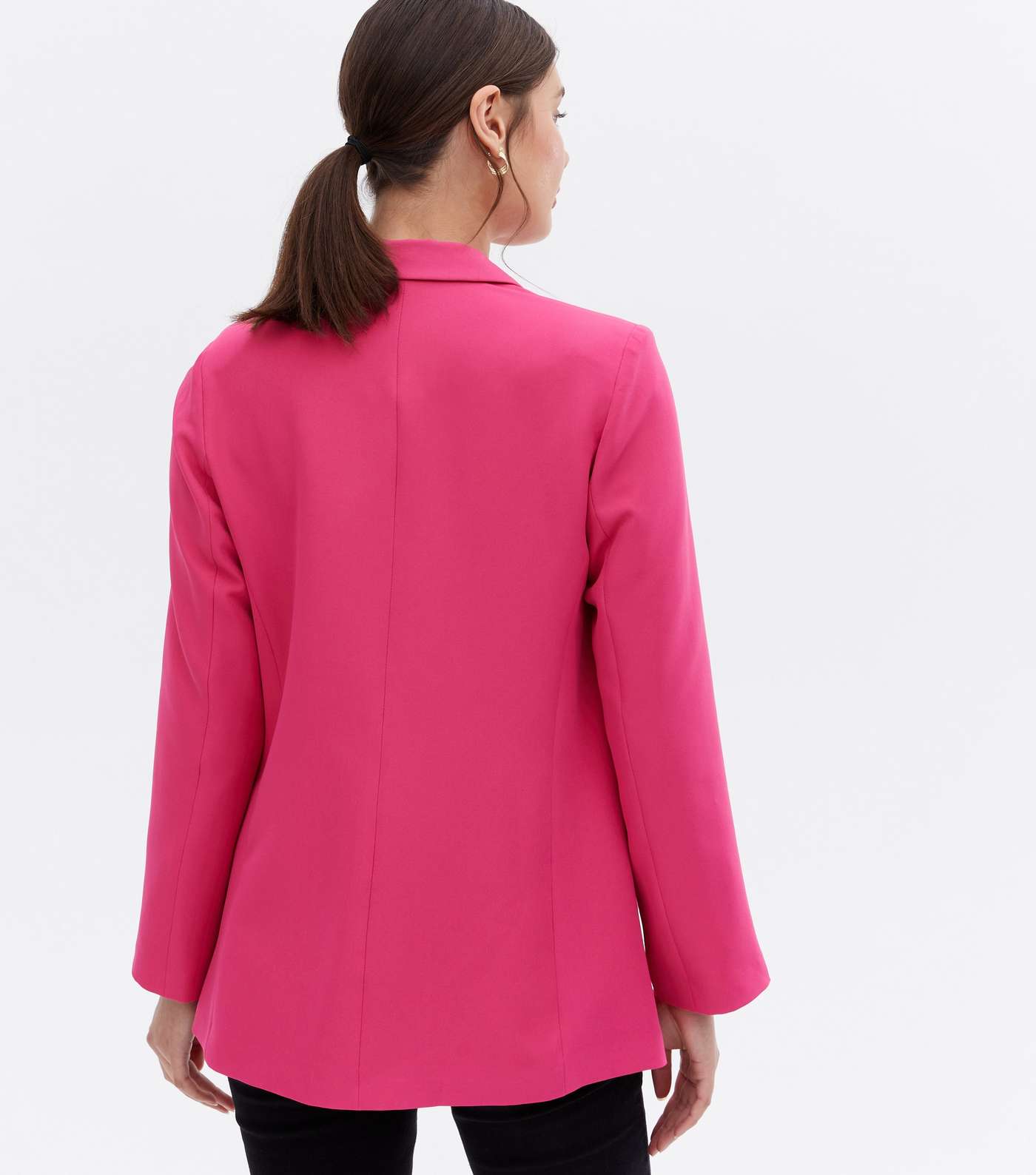 Bright Pink Long Sleeve Relaxed Fit Blazer Image 4