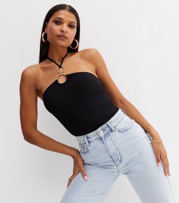 Black halter bodysuit on sale