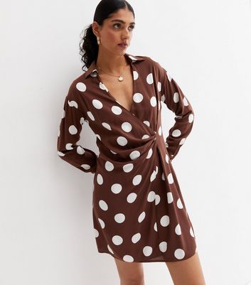 Long sleeve polka dot hotsell wrap dress