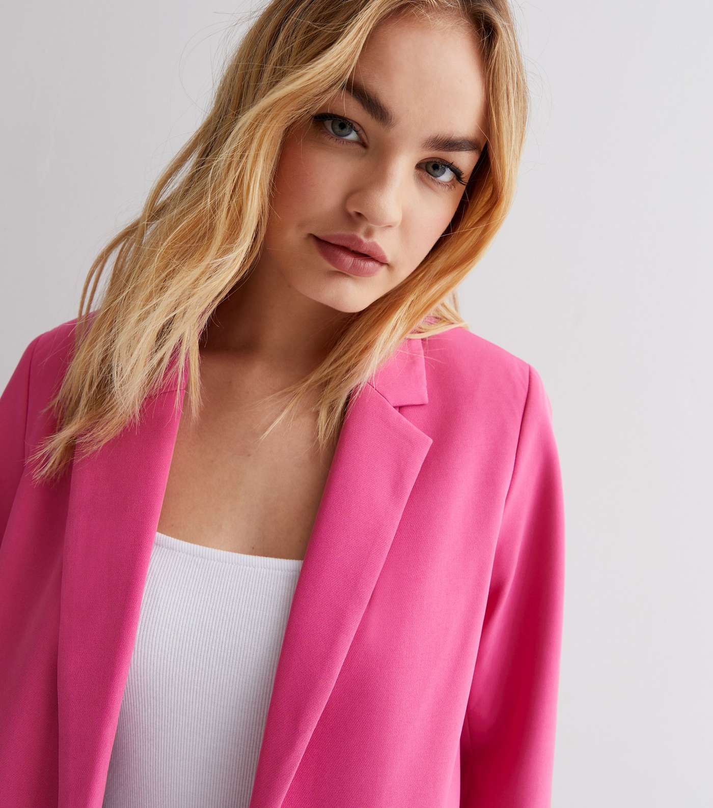 Bright Pink Long Sleeve Oversized Blazer Image 3