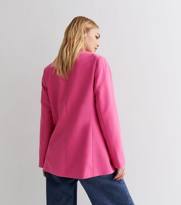 Bright Pink Long Sleeve Oversized Blazer New Look