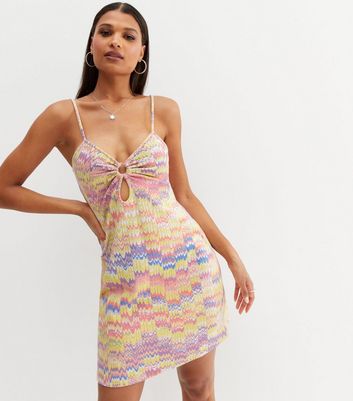 Lila Wavy Jacquard Ring Front Strappy Mini Dress | New Look