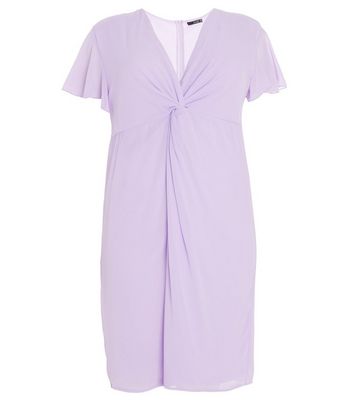 shop for QUIZ Curves Lilac Chiffon Knot Front Dress New Look at Shopo