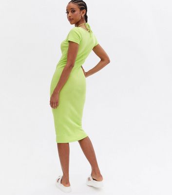 Light Green Ribbed Ring Strappy Midi 