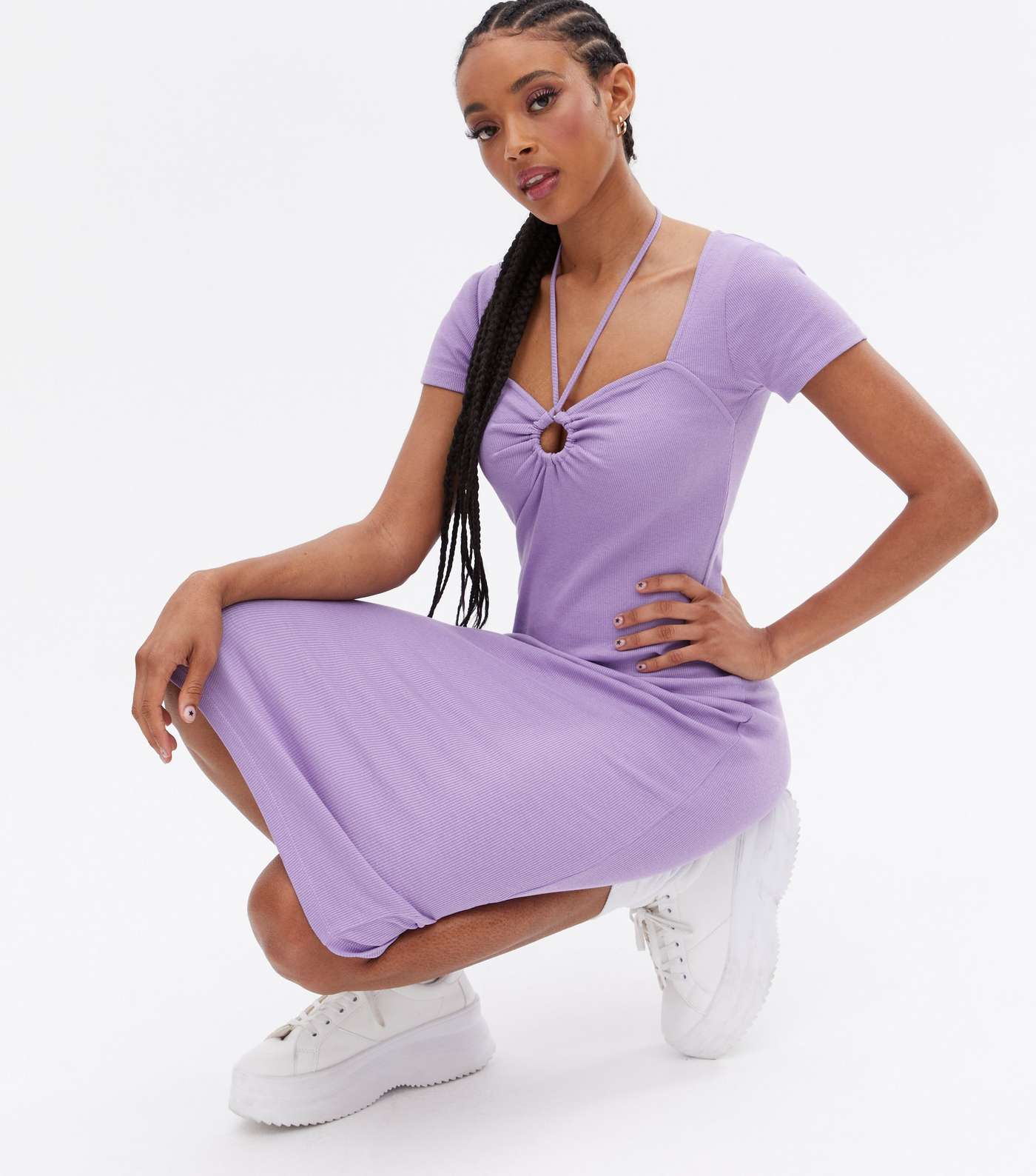 Light Purple Ring Strappy Midi Dress