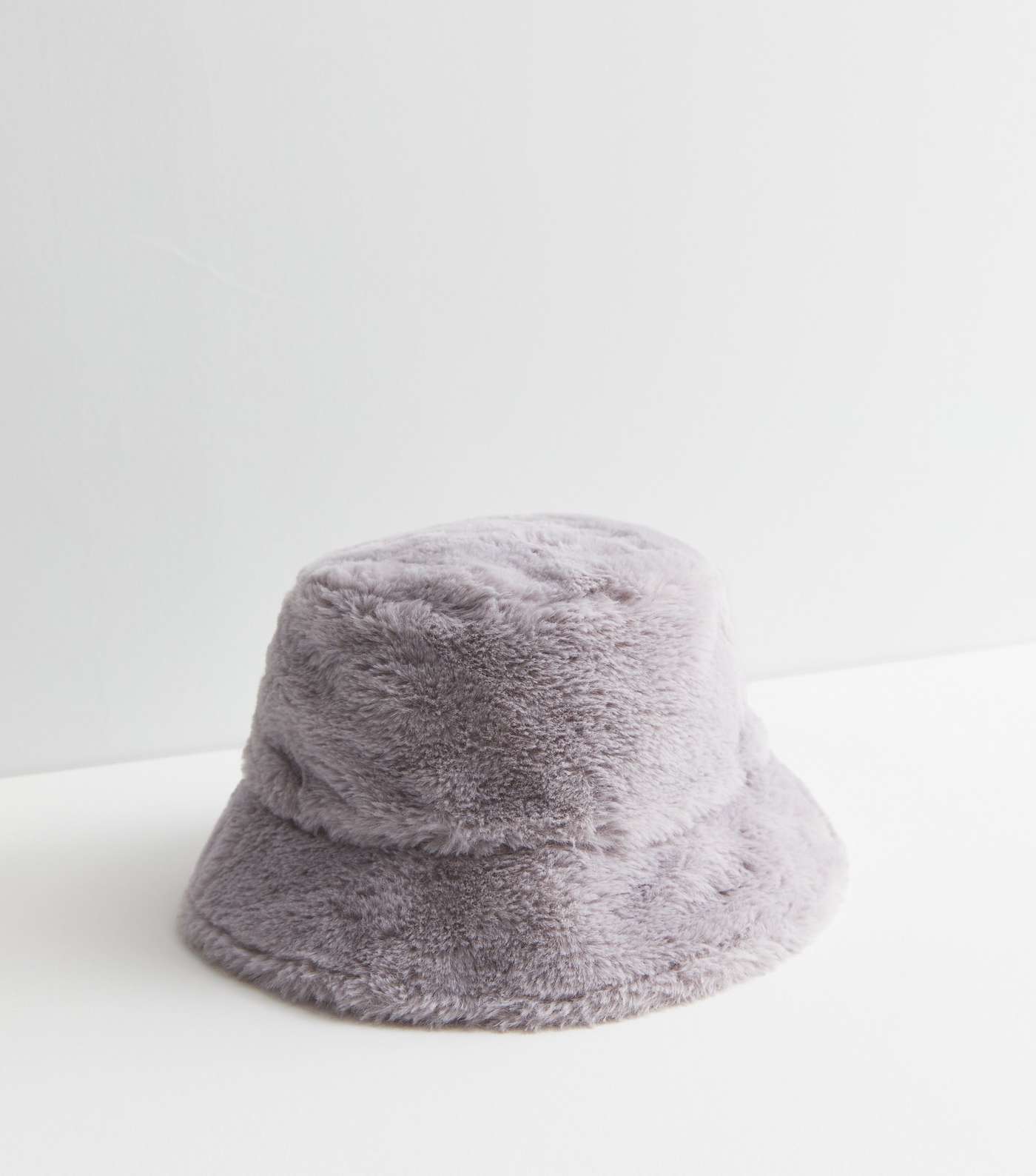 Pale Grey Faux Fur Bucket Hat Image 2